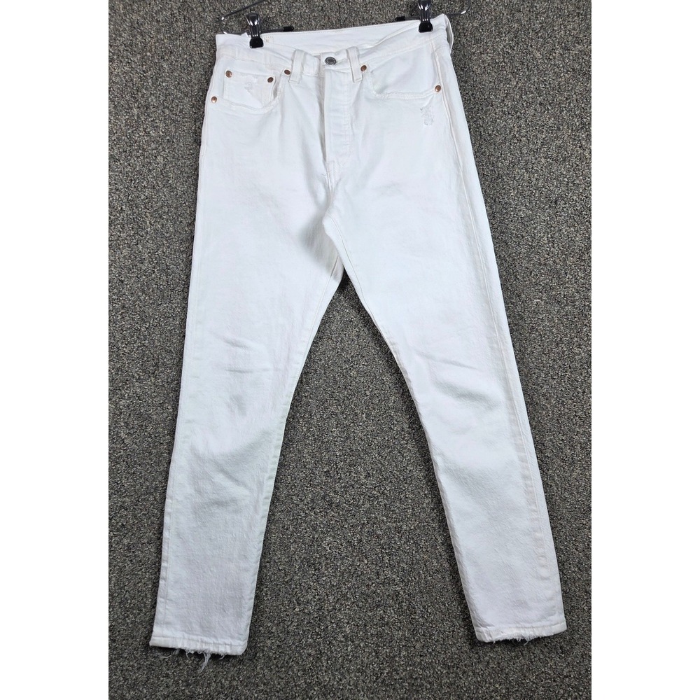 Levi's 501 Skinny Jeans Womens 27x28 White Big E Premium Distressed Denim